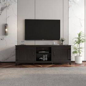 TV Stand Storage Media Console Entertainment Center,Tradition Black,with Doors