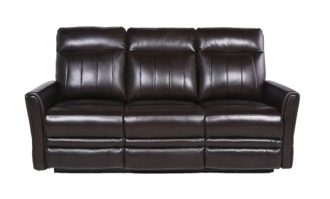 Luxury Power Reclining Sofa Recliner in Dark Brown Top-Grain Leather - Ultimate Comfort with Power Leg Rest and Articulating Headrest - Elegant and Re