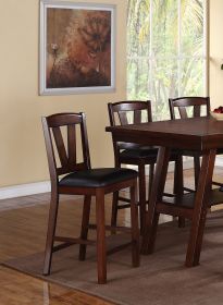 Dark Walnut Wood Framed Back Set of 2 Counter Height Dining Chairs Breakfast Kitchen Cushion Seats