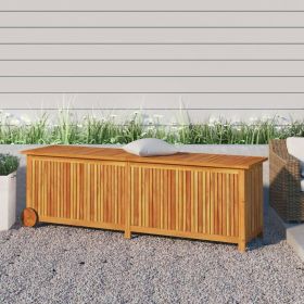 Patio Storage Box with Wheels 59.1"x19.7"x22.8" Solid Wood Acacia