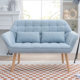 50 "W Love Seat, Comfy Loveseat Sofa with 2 Pillows, Small Couch 2-Seater Sofa for Living Room, Bedroom, Apartment, Blue