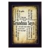 "Grandma Says" By Susan Ball, Printed Wall Art, Ready To Hang Framed Poster, Black Frame