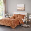 4 Pcs Velvet Comforter Set with Throw Pillow(Full/Queen)