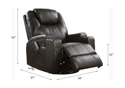 ACME Waterlily Rocker Recliner (Motion) in Black PU 59277