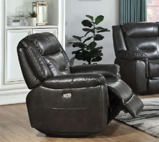 ACME Imogen Recliner (Power Motion), Gray Leather-Aire 54807