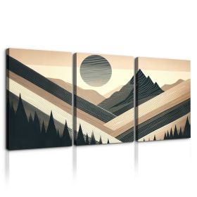 3 Panels Framed Abstract Wood Grain Boho Style Mountain & Canvas Wall Art Decor,3 Pieces Mordern Canvas Decoration Painting for Office,Dining room