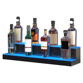 VEVOR LED Lighted Liquor Bottle Display, 2 Tiers 30 Inches, Illuminated Home Bar Shelf with RF Remote & App Control 7 Static Colors 1-4 H Timing