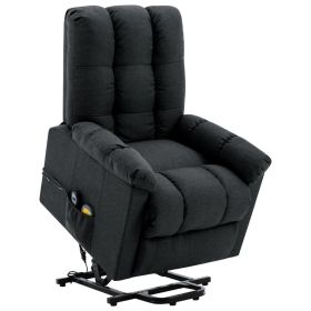 Power Lift Massage Recliner Dark Gray Fabric