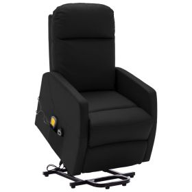 Power Lift Massage Recliner Black Faux Leather