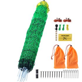 VEVOR Electric Fence Netting, 48inH X 168in L, PE Net Fencing Kit With Posts & Double-Spiked Stakes, Utility Portable Mesh For Chickens, Ducks, Geese,