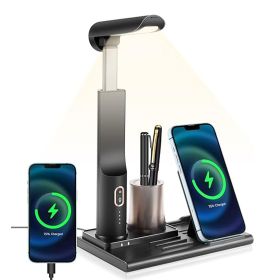 3 In 1 Multifunctional Led Desk Light  With 15W Fast Wireless Charger USB Charging Port Desk Lamp For Home Office  Desk Lamp For Android Dormitory Stu