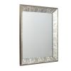 24" x 24" Antique Silver Square Mirror with Floral Accents, Decorative Display Tray, Hanging Mirror, Traditional Home Decor