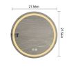 27-inch H LED Single Bathroom Vanity Mirror Polished Crystal Bathroom Round Vanity mirror for smart lighting on bathroom walls