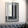 Large Wall-Mounted Silver Decorative Rectangular Wall Mirror for Home, Living Room, Bedroom, Entryway (91*61CM)