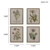 4-piece Botanical Illustration Framed Canvas Wall Art Set