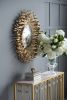 27" in Sunburst Design Wall Mirror Decorative Golden Finish for Entryway, Modern Living room