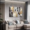 Framed Canvas Wall Art Decor Abstract Style Painting, Gold and Silver Color Painting Decoration For Office Living Room