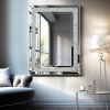 Large Wall-Mounted Silver Decorative Rectangular Wall Mirror for Home, Living Room, Bedroom, Entryway (91*61CM)