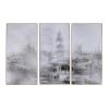 35.5" x 71" Foggy City Rectangle Framed Wall Art Canvas Print, Wall Decor for Living Room Bedrrom Entryway Office, Set of 3