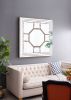 48"x48" Antique Style Decorative Square Wall Mirror with Mirrored Frame, Wall Decor for Living Room Entryway, Console Lean Against Wall