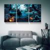 3 pcs Halloween Wall Decor Wall Art with Lights Halloween Decorations with Spooky Pumpkins for Party Living Room Decorative Wall Art 2030inch-Thicknes