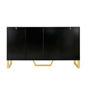 Modern Sideboard With Four Doors, Metal Handles And Legs, And Adjustable Shelf Kitchen Cabinets