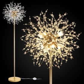 Bedroom Crystal Floor Lamp,,69 Inch High Pole Lamp,Modern Room Decorative Floor Lamp,Includes 32 Fireworks Crystal Suspenders, Chrome Finish Unavailab (Option: Golden)