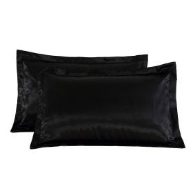 Pure color silk single pillow case (Option: Black-One)