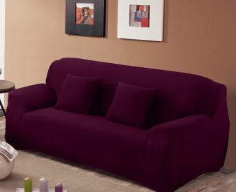 Solid Corner Sofa Covers Couch Slipcovers Elastica Material Sofa Skin Protector Cover Sofa Armchair (Option: Grape-One seat)