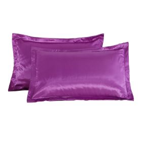 Pure color silk single pillow case (Option: Purple-One)