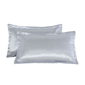 Pure color silk single pillow case (Option: Silver-One)