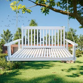 Front Porch Swing with Armrests, Wood Bench Swing with Hanging Chains,for Outdoor Patio ,Garden Yard, porch, backyard, or sunroom,Easy to Assemble (Color: as Pic)