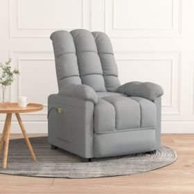 Massage Recliner Light Gray Fabric (Color: Grey)