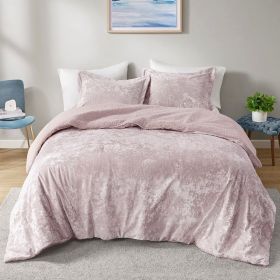 Crushed Velvet Sherpa Reversible Comforter Set (Color: as Pic)