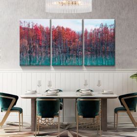 3 Panels Framed Maple Forest Canvas Wall Art Decor,3 Pieces Mordern Canvas Decoration Painting for Office,Dining room,Living room (Color: as Pic)