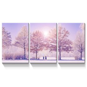 3 Panels Framed Vivid Winter Landscape Canvas Wall Art Decor,3 Pieces Mordern Canvas Decoration Painting for Office,Dining room,Living room (Color: as Pic)