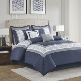 8 Piece Embroidered Comforter Set (Color: as Pic)