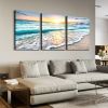 3 panels Framed Canvas Wall Art Decor,3 Pieces Sea Wave Painting Decoration Painting for Chrismas Gift, Office,Dining room,Living room, Bathroom