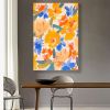 Handmade Oil Painting Canvas Wall Art Decor Original Orange Flower Painting Abstract Floral Painting Living Room Hallway Bedroom Luxurious Decorative