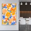 Handmade Oil Painting Canvas Wall Art Decor Original Orange Flower Painting Abstract Floral Painting Living Room Hallway Bedroom Luxurious Decorative